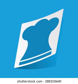 Sticker with chef hat icon, isolated on blue