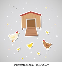 Sticker with chickens