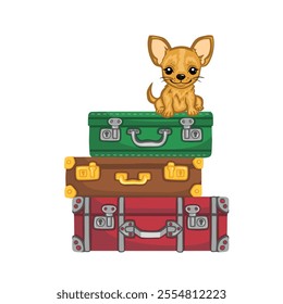 Sticker chihuahua dog travelers illustration vector