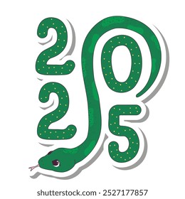 Sticker of Chinese New Year 2025. Vector illustration in retro style
