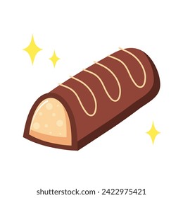 Pegatina de elemento de chocolate de colorido conjunto. Es una adorable ilustración de un dulce de chocolate con un fondo blanco prístino. Ilustración vectorial.