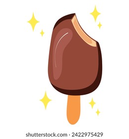 Sticker of chocolate element of colorful set. This cartoon-style illustration of chocolate ice cream on a clean white background will satisfy your visual appetite. Vector illustration.