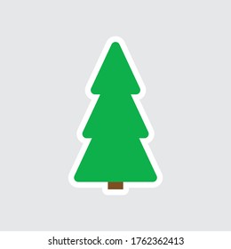 sticker christmas tree - black vector  icon 