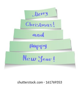Sticker Christmas tree. Vector Illustration.