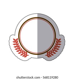 sticker circular border with crown branch leaves