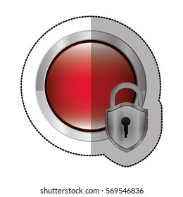 sticker circular button with metallic padlock