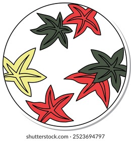 Sticker circular hanafuda Kannazuki autumn leaves October autumn leaves scraps