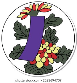 Aufkleber kreisförmig hanafuda langen Mond Chrysantheme blau kurz September Chrysantheme mit blau kurz