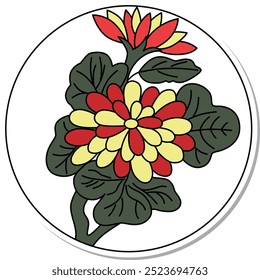 Sticker circular hanafuda Nagatsuki chrysanthemum September chrysanthemum dregs