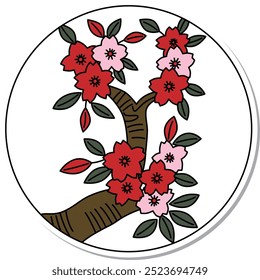Sticker circular hanafuda Yayoi cherry blossom March cherry blossom dregs