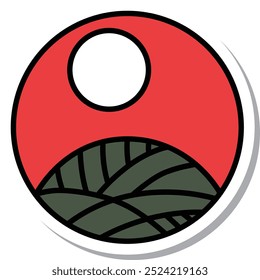 Adesivo circular mini hanafuda, Hazuki, Awn, Lua, agosto, Awn to Lua