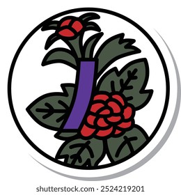 Adesivo circular mini hanafuda, Minazuki, peony, blue short, June, peony, blue short
