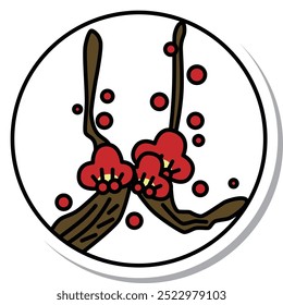 Pegatina circular simple hanafuda Kisaragi ciruela febrero ciruela dragas