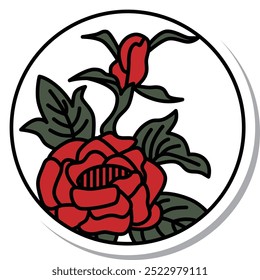 Sticker circular simple hanafuda, Minazuki, peony, June, peony dregs