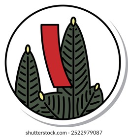 Sticker circular simple hanafuda Mutsuki pine red short January pine red short