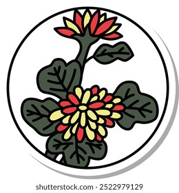 Adesivo circular simples hanafuda Nagatsuki crisântemo setembro crisântemo dregs