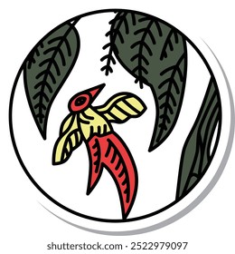 Sticker circular simple hanafuda Shimotsuki, Tochi, Swallow, November, Tochi and Swallow