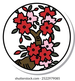 Sticker circular simple hanafuda Yayoi cherry blossom March cherry blossom dregs