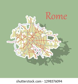 Sticker city map of Rome with well organized separated layers.