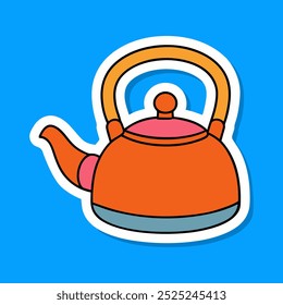 Sticker of a Classic Stovetop Kettle with a Curved Handle and Retro Design