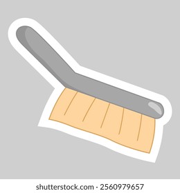 Sticker with cleaning brush with handle, style vector