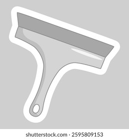 Sticker with cleaning squeegee with rubber blade for washing windows, vector