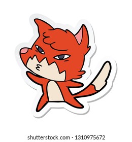 adesivo de uma raposa de desenho animado inteligente