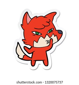 sticker of a clever cartoon fox