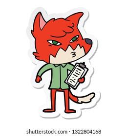 sticker of a clever cartoon fox