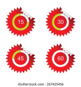 sticker clock red vector illustration