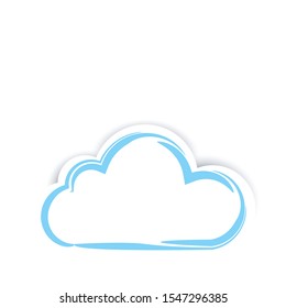 Sticker clouds with shadow on white background