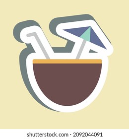 Bebida de coco pegajosa - Ilustración simple,Actrazo editable,Vector de plantilla de diseño, Buena para impresiones, afiches, anuncios, anuncios, gráficos de información, etc.