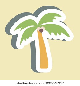 Sticker Coconut Tree - Simple illustration,Editable stroke,Design template vector, Good for prints, posters, advertisements, announcements, info graphics, etc.