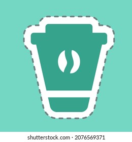 Aufkleber Kaffee - Line Cut - Einfache Illustration, bearbeitbarer Strich, Design Template Vektor, gut für Drucke, Plakate, Anzeigen, Ankündigungen, Infografiken, etc.
