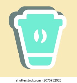 Sticker Coffee - Simple illustration, Editable stroke, Design template vector, Good for prints, posters, advertisements, announcements, info graphics, etc.