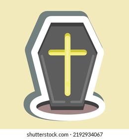 Sticker Coffin. suitable for Halloween symbol. simple design editable. design template vector. simple illustration