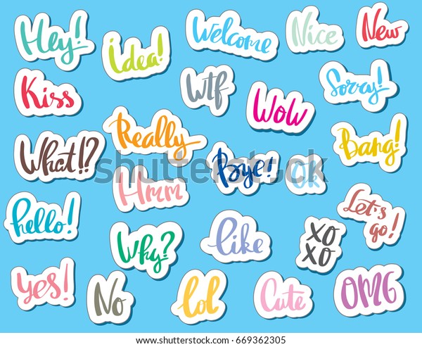 Sticker Collection Comic Style Chat Bubble Stock Vector Royalty Free