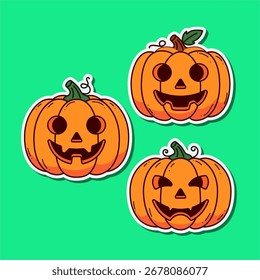 Conjunto de coleção de adesivo de abóbora Jack Lantern