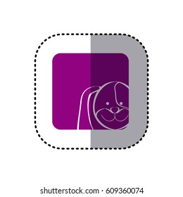 sticker of color background square with face of dog vector illustration
