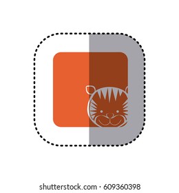 sticker of color background square with face of tiger vector illustration