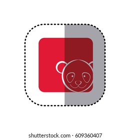 sticker of color background square with face of panda vector illustration