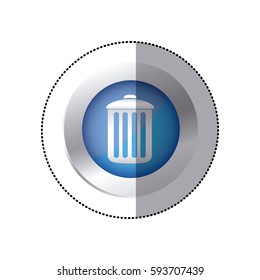 sticker color circular emblem with trash container icon vector illustration