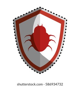 sticker color silhouette emblem of shield with beetle virus