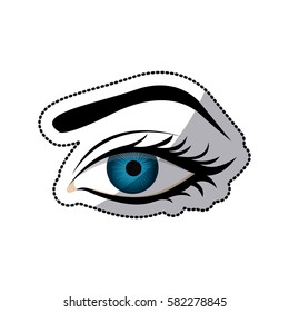 sticker color silhouette with female eye and eyebrow vector illustration
