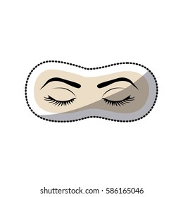 sticker color silhouette with female eyes closed and eyebrow vector illustration