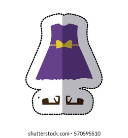 sticker color silhouette with girl clothing pijama dress