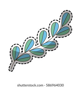 sticker of color silhouette oval leaves with ramifications