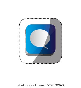 sticker color square 3d button with dialog box vector illustration