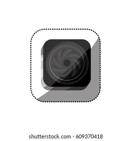 sticker color square button with analog camera lens vector illustration