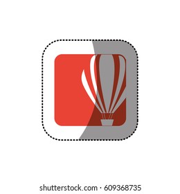sticker color square button with contour hot air balloon vector illustration